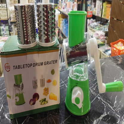 3in1 Vegetable Cutter Slicer & Grater |Table Top Drum Grater | Multi-Functional Kitchen Gadget - High Quality (Random Colour)