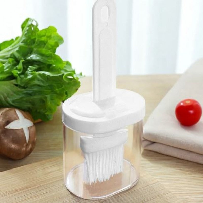Oil Bottle with Silicone Brush – Durable Kitchen Tool for Easy Cooking and Baking Use.( Random Color)