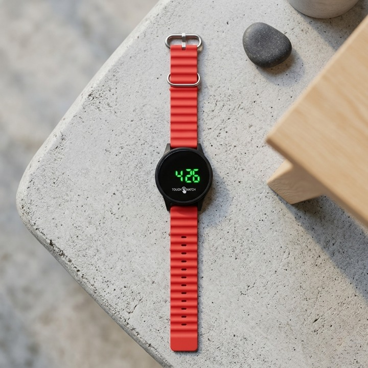 Digital Touch Watch Stylish LED Display Casual Wear (Without Box) Orange