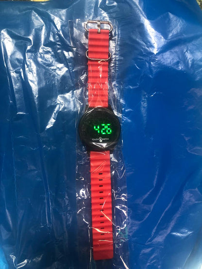Digital Touch Watch Stylish LED Display Casual Wear (Without Box) Orange