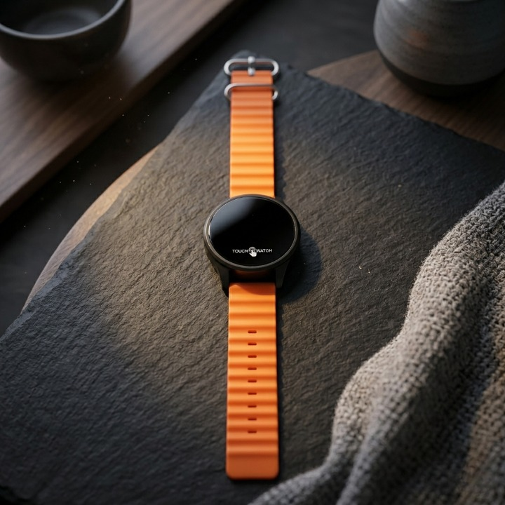 Digital Touch Watch Stylish LED Display Casual Wear (Without Box) Orange