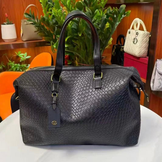 Luxury Valentino Imported Travel Duffel Bag (20 × 13 Inches) – High-Quality Woven Texture Handbag  Premium Large Capacity Weekender Bag (without box)