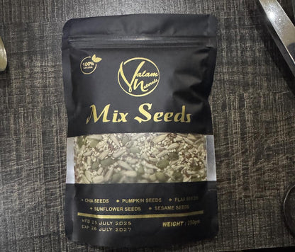 Valam Naturals Mix Seeds 250g – Healthy Blend of Pumpkin, Flax, Sunflower, Sesame & Chia SeedsValam Naturals Mix Seeds 250g – Healthy Blend of Pumpkin, Flax, Sunflower, Sesame & Chia Seeds