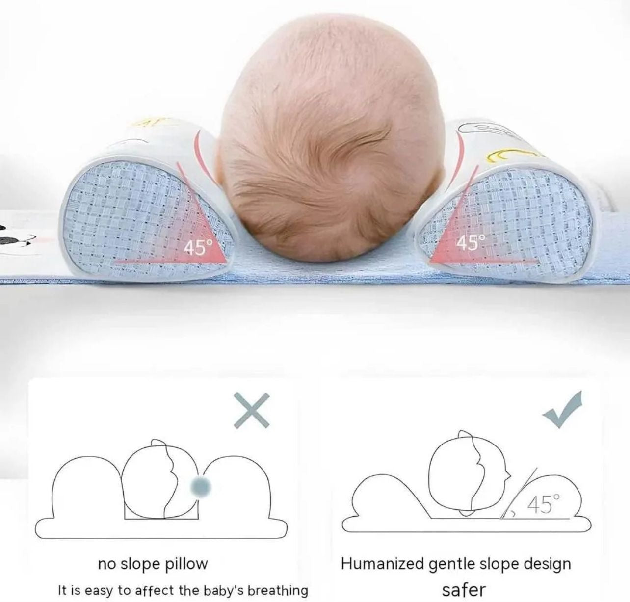 Adjustable Baby Sleeping Support Pillow Anti Roll Cushion And Neck Protection Infant Sleep Positioner  Random Colour