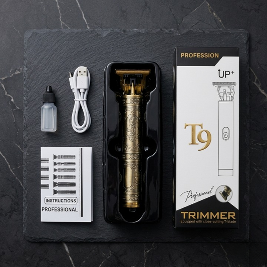 Vintage T9 Professional Hair Trimmer – Cordless Rechargeable Metal Hair & Beard Clipper