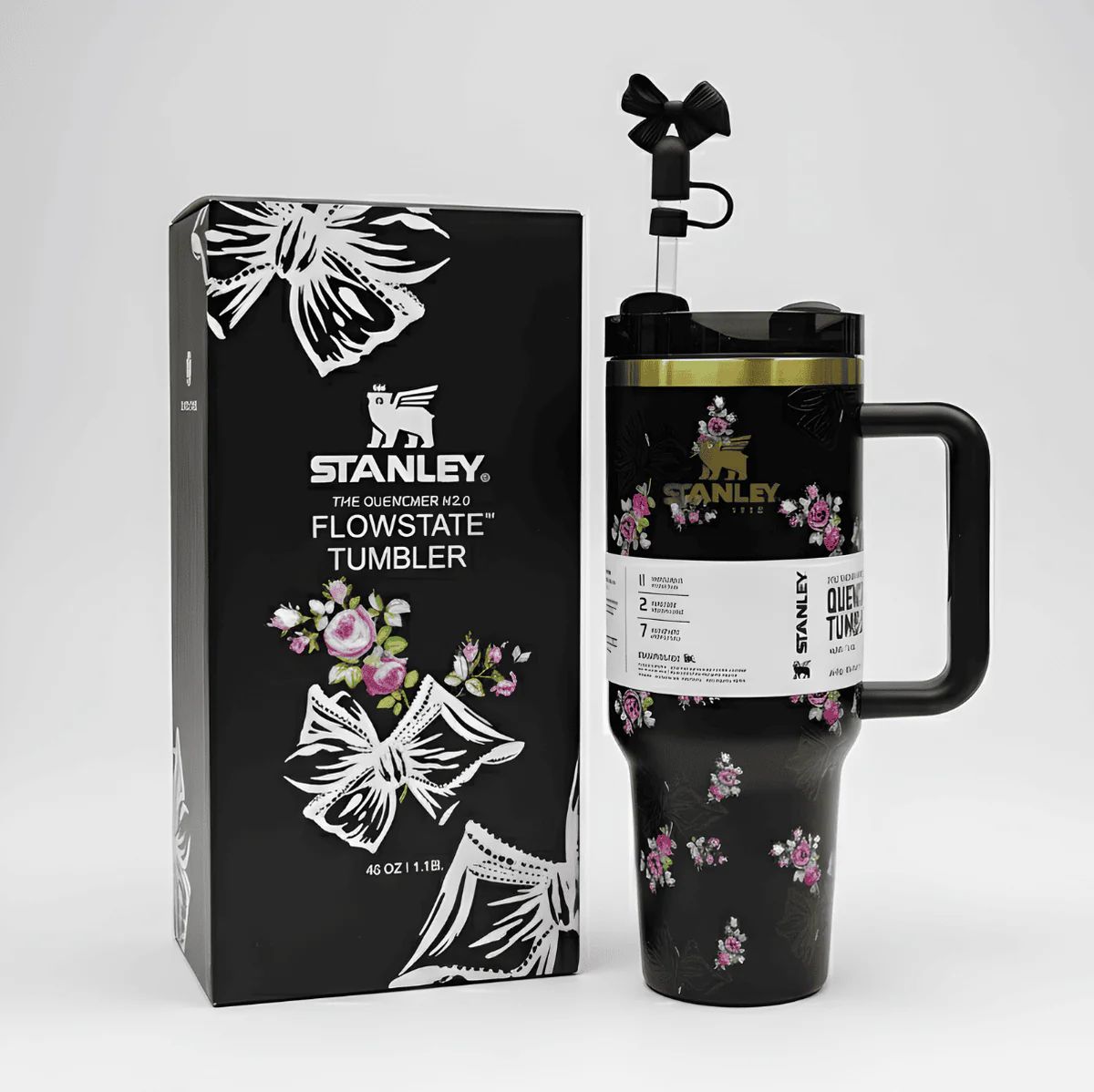 Stanley Premium Printed Tumbler 40oz with Box – Stylish Stainless Steel Vacuum Insulated Travel Mug (Tea Pink)