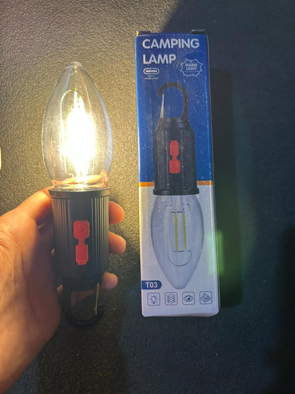 T03 Portable Warm Light Camping Lamp with Hanging Hook – Rechargeable Emergency LED Lantern