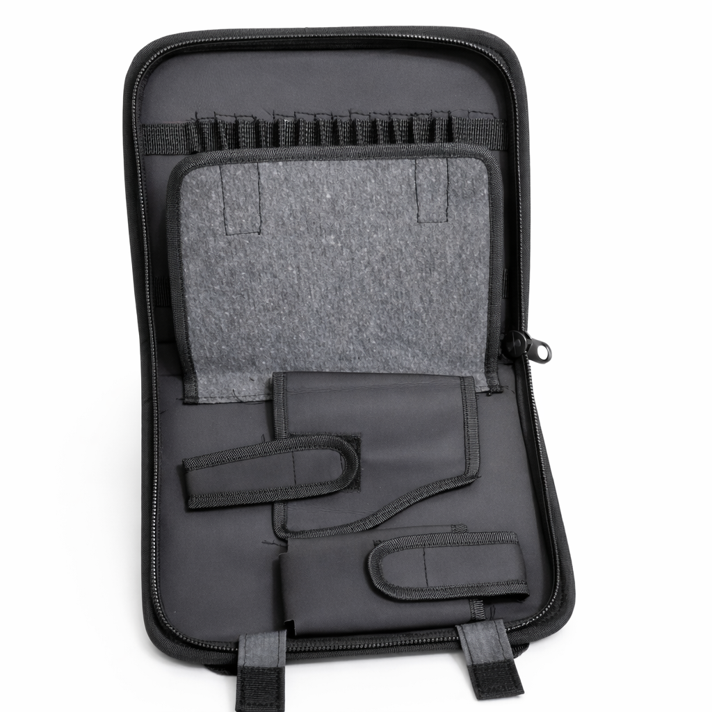 Tactical Hard Shell Pistol Carry Case with Multi Holders & Secure Zip Lock