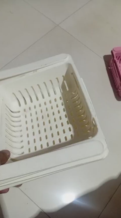 Adjustable Storage Basket For Fridge | Plastic Basket | Stretchable Food Organizer (1 Pc) (Random Color)