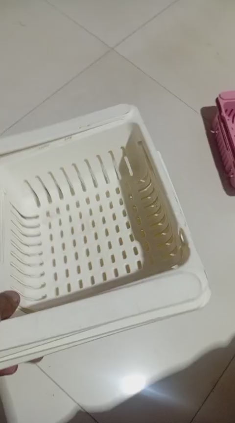Adjustable Storage Basket For Fridge | Plastic Basket | Stretchable Food Organizer (1 Pc) (Random Color)