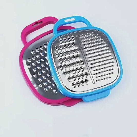 3-in-1 Cheese Grater with Storage Container, 3 Blades, Non-Stick Coating, Fruit & Vegetable Slicer Peeler-1Pc