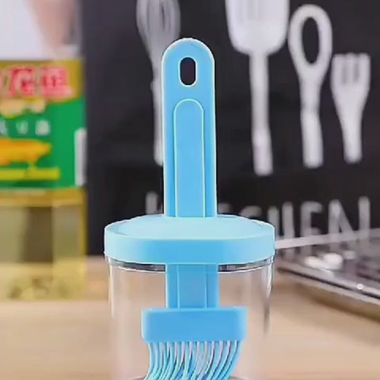 Oil Bottle with Silicone Brush – Durable Kitchen Tool for Easy Cooking and Baking Use.( Random Color)