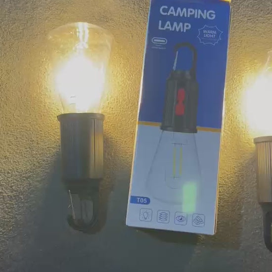 T03 Portable Warm Light Camping Lamp with Hanging Hook – Rechargeable Emergency LED Lantern